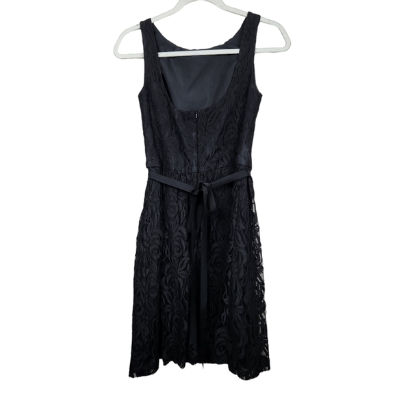 Vintage Dessy Collection Vivian Diamond Black Dress Floral Lace Women's Size 6 2 - Picture 7 of 12